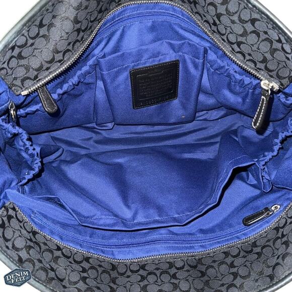 Coach Vintage Black/Royal Blue Voyager Signature Multifunction Tote/Diaper Bag - Picture 14 of 16